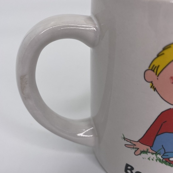 VTG 'Been Thinking About You' 10oz Ceramic Mug Cartoon Blonde Boy And Yellow Dog - Picture 11 of 12